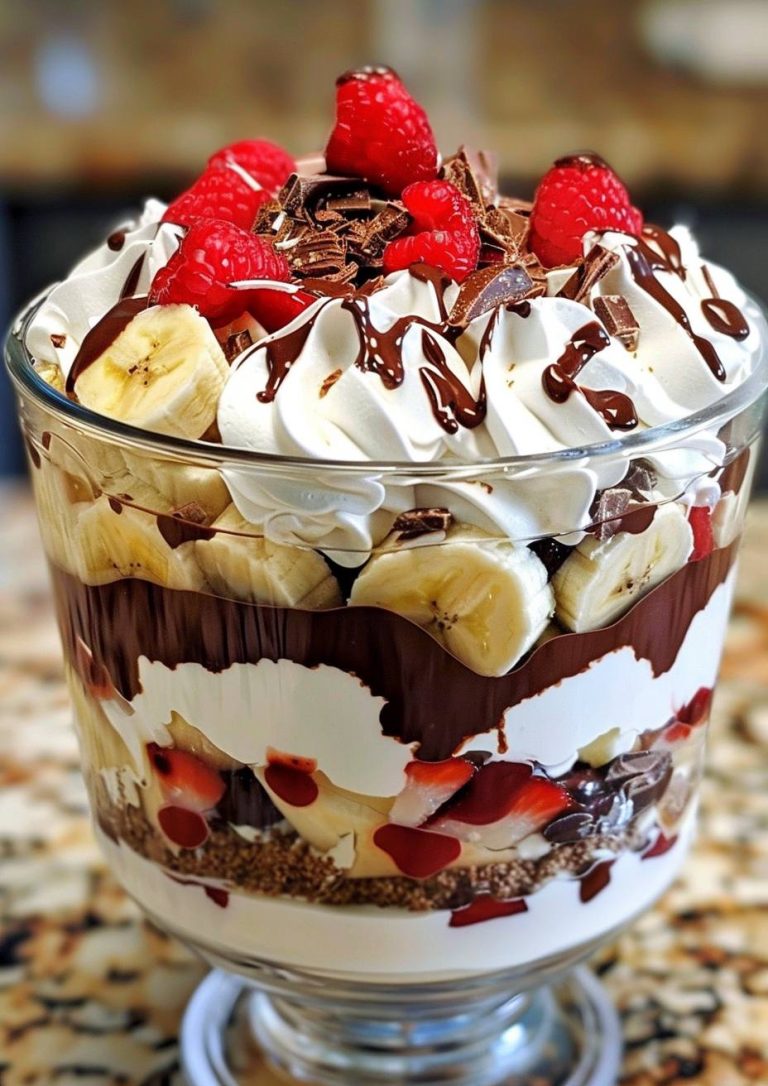 No-Bake Chocolate Banana Split Trifle - Junior Daily Recipes