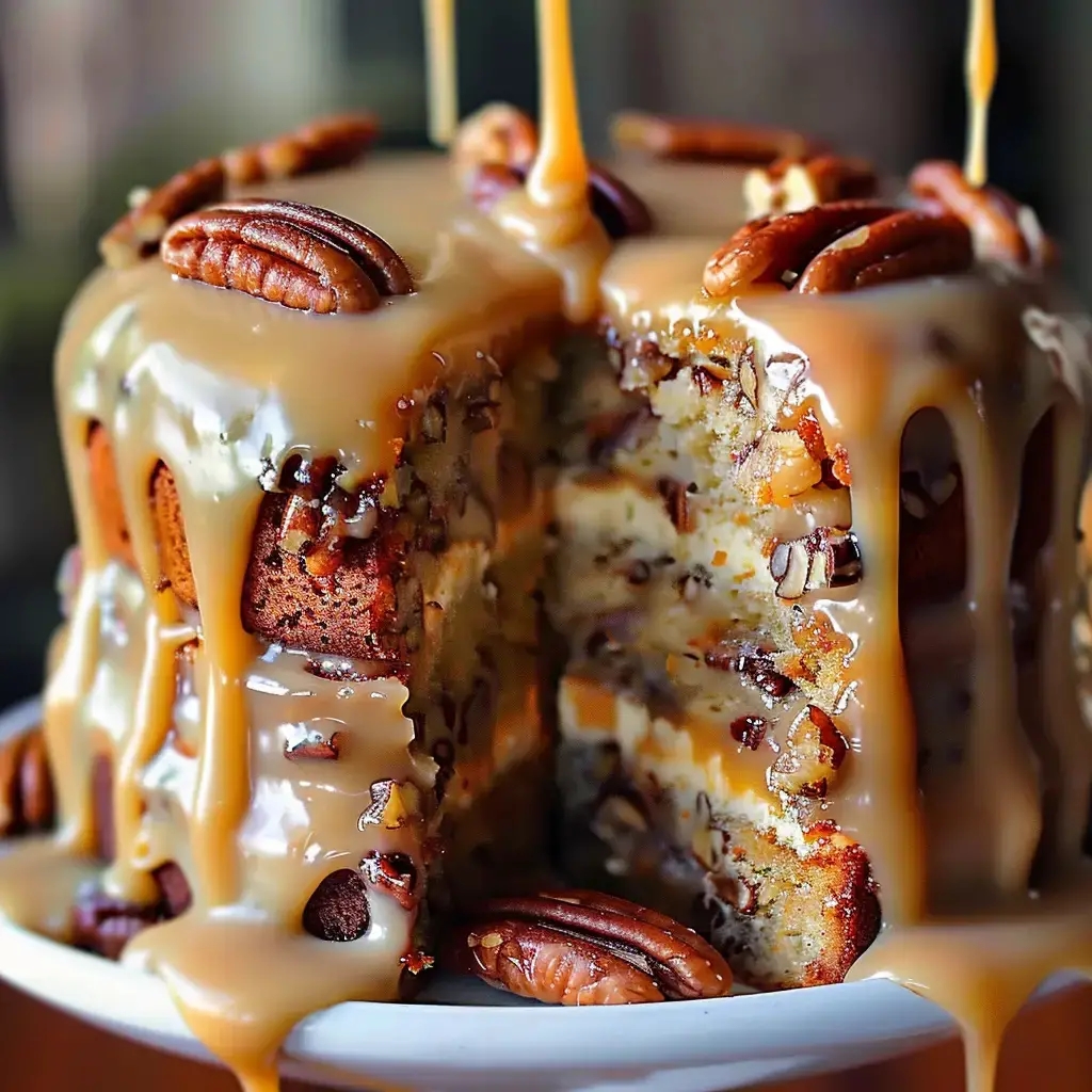 Banana Pecan Caramel Layer Cake - Junior Daily Recipes