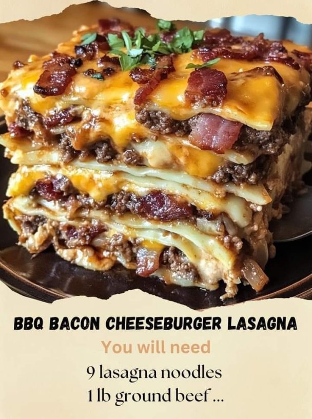 BBQ Bacon Cheeseburger Lasagna - Junior Daily Recipes